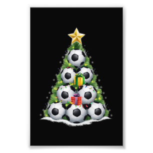 サッカークリスマスツリークリスマス選手の少年 フォトプリント           