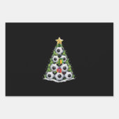 サッカークリスマスツリークリスマス選手の少年 ラッピングペーパーシート (正面)