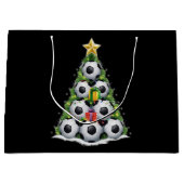 サッカークリスマスツリークリスマス選手の少年 ラージペーパーバッグ (正面)