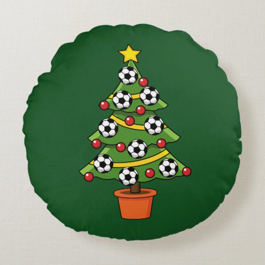 サッカークリスマスツリー ラウンドクッション (正面)