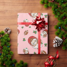 サッカークリスマスピンク格言サンタホリー ラッピングペーパー
