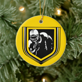 サッカークリスマスブラックと金ゴールドオーナメント セラミックオーナメント