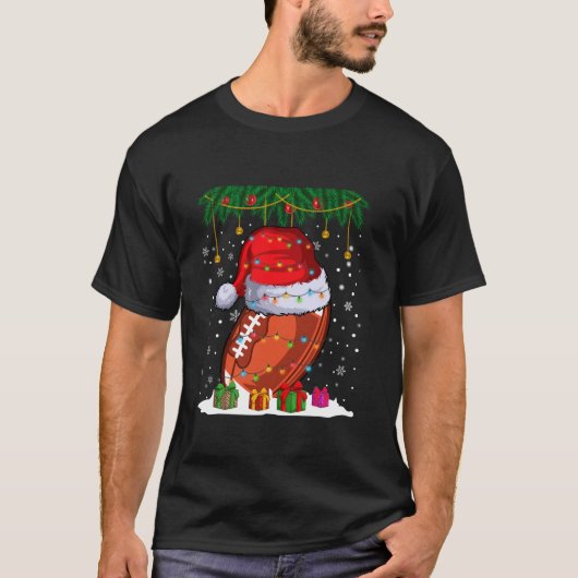 サッカークリスマスボールクリスマスライトスポーツサッカー Tシャツ (正面)