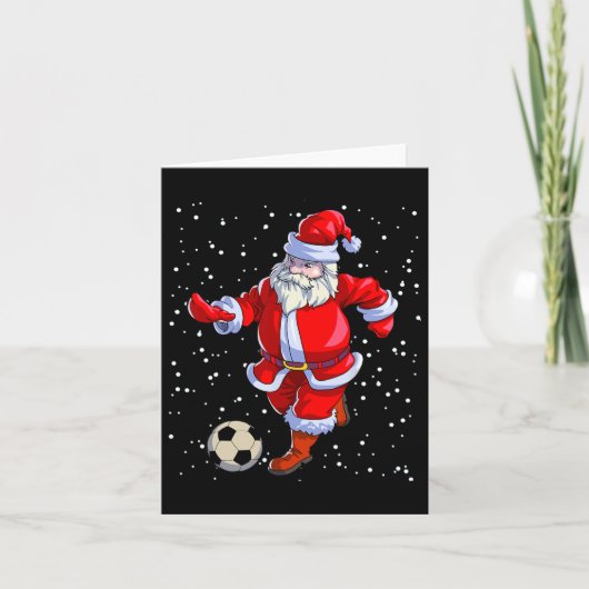 サッカークリスマスメンズキッズボーイズサッカーサンタクロース カード (正面)