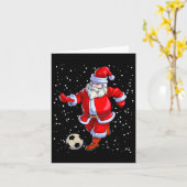 サッカークリスマスメンズキッズボーイズサッカーサンタクロース カード (黄色い花)