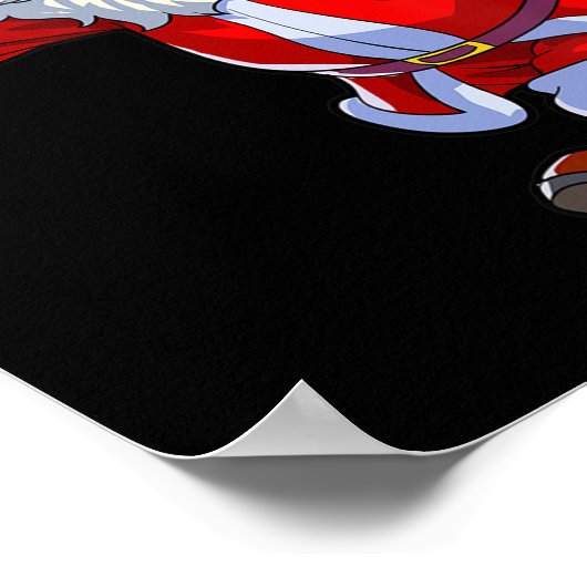 サッカークリスマスメンズキッズボーズサッカーサンタC ポスター (角)