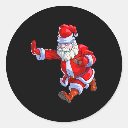 サッカークリスマスメンズキッズボーズサッカーサンタC ラウンドシール (正面)