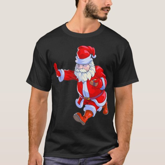 サッカークリスマスメンズボーズサッカーサンタクロース Tシャツ (正面)