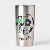 サッカークールの母パーソナライズされた生の母の日 保温保冷タンブラー (左面)