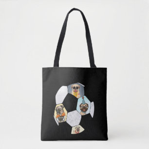 サッカークールドッグパグライフパグ誕生日かわいいパグ トートバッグ