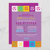 サッカークールネオンバーバルミツワー招待状 招待状 (正面/裏面)