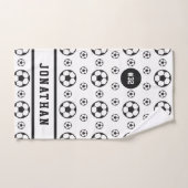 サッカークールボールパターン名&ナンバースポーツチーム ハンドタオル (ハンドタオル)