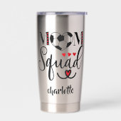 サッカークールママ分隊ハートパーソナライズされた 保温保冷タンブラー (左面)