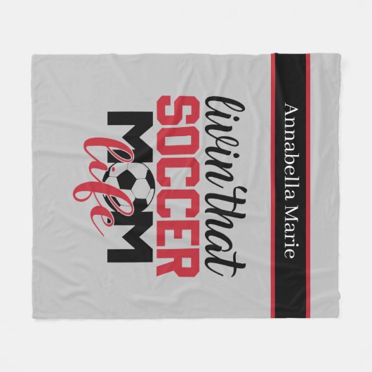 サッカークールママ追加ネームスポーツ フリースブランケット (正面(横))