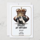 サッカーク王 ゴールドクラウン フォト 1歳の誕生日 招待状 (正面)