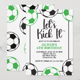 サッカーグリーンとブラック誕生日 招待状