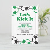 サッカーグリーンとブラック誕生日 招待状 (スタンド正面)