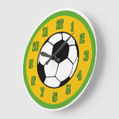 サッカーグリーンと金ゴールド ラージ壁時計 (傾斜)