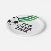 サッカーグリーンストライプゲームタイム誕生日 ペーパープレート (アングル)