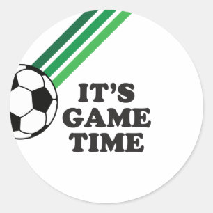 サッカーグリーンストライプゲームタイム誕生日 ラウンドシール