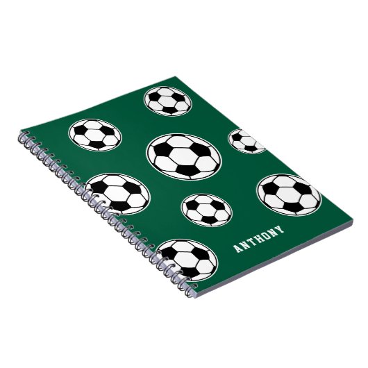 サッカーグリーンパーソナライズされたキッズ新学期 ノートブック (右側)