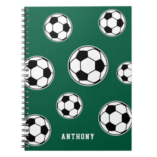 サッカーグリーン 個人名入り キッズ バックトゥスクール ノートブック (正面)