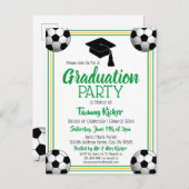 サッカーグリーン&金ゴールド卒業党 インビテーションポストカード (正面/裏面)