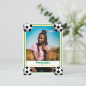 サッカーグリーン&金ゴールド卒業 案内ポストカード (スタンド正面)