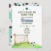 サッカーゲームの時間任意の年齢の誕生日招待状 招待状 (正面/裏面)