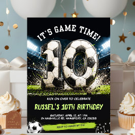 サッカーゲームの時間 10の二桁の誕生日招待状 招待状