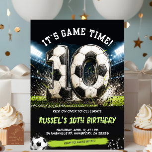 サッカーゲームの時間 10の二桁の誕生日招待状 招待状
