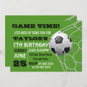 サッカーゲームの誕生日招待カード 招待状 (正面/裏面)