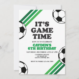 サッカーゲームタイムグリーンストライプ誕生日 招待状