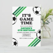 サッカーゲームタイム グリーンストライプ 誕生日 招待状 (スタンド正面)