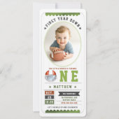 サッカーゲームチケットスポーツフォトボーイ1st誕生日 招待状 (正面)