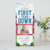 サッカーゲームチケットスポーツボーイ写真1st誕生日 招待状 (スタンド正面)