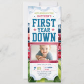 サッカーゲームチケットスポーツボーイ写真1st誕生日 招待状 (正面)