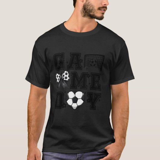 サッカーゲームデイコケット弓おもしろいサッカー応援Ma Tシャツ (正面)