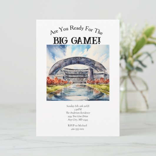 サッカーゲームデイビッグゲームパーティー 招待状 (スタンド正面)