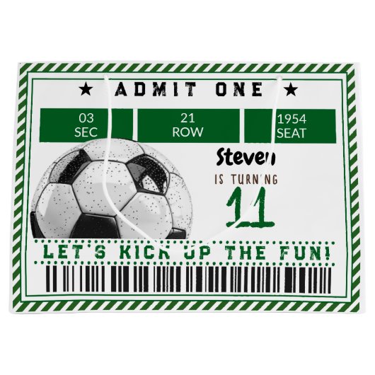 サッカーゲーム子供の誕生日 ラージペーパーバッグ (正面)