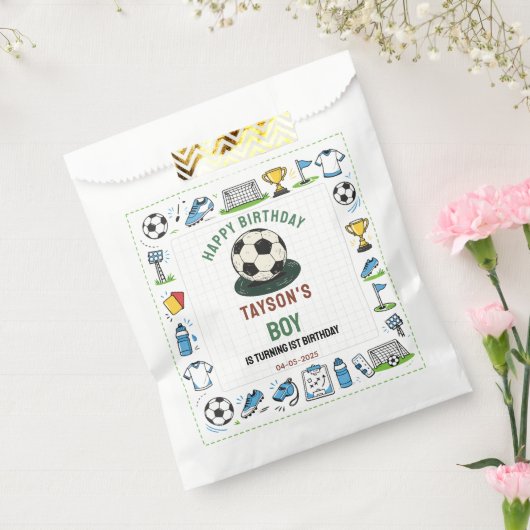 サッカーゲーム開始!1歳の誕生日おめでとう - 楽しい子供たち フェイバーバッグ (封をした状態)