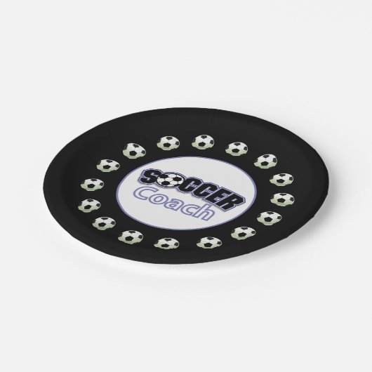 サッカーコーチありがとうボール ペーパープレート (アングル)