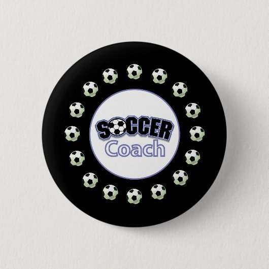 サッカーコーチありがとう、ボール 缶バッジ (正面)
