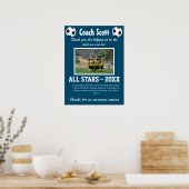 サッカーコーチのギフトとチームフォト ポスター (キッチン)