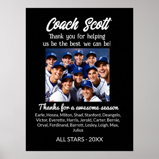 サッカーコーチのギフトとチームフォト ポスター (正面)