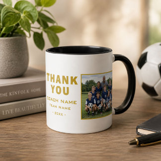 サッカーコーチへの感謝のチーム写真 マグカップ