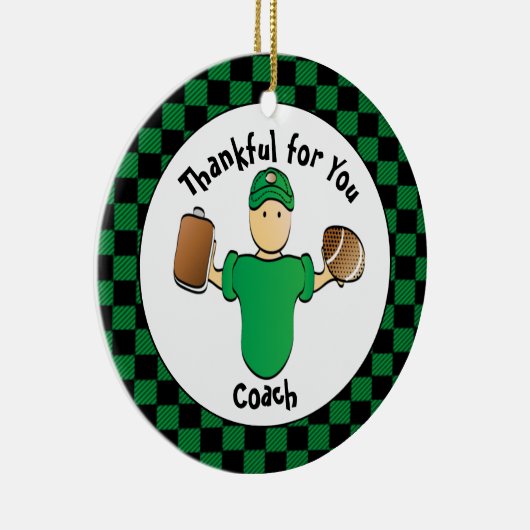 サッカーコーチカおもしろいートゥーンサンキューギフト セラミックオーナメント (右)