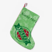 サッカーコーチクリスマスストッキングに名前を追加 スモールクリスマスストッキング (正面 (吊り時))