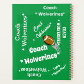 サッカーコーチチームパーソナライズされたグリーンアンドホワイト プランナー手帳 (裏面)