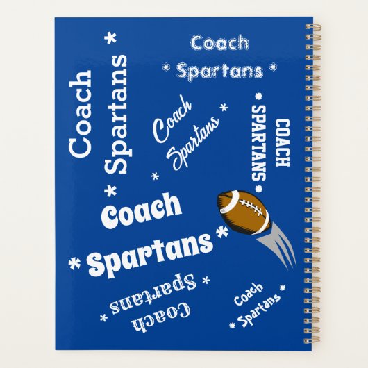 サッカーコーチチームパーソナライズされたブルーとホワイト プランナー手帳 (裏面)